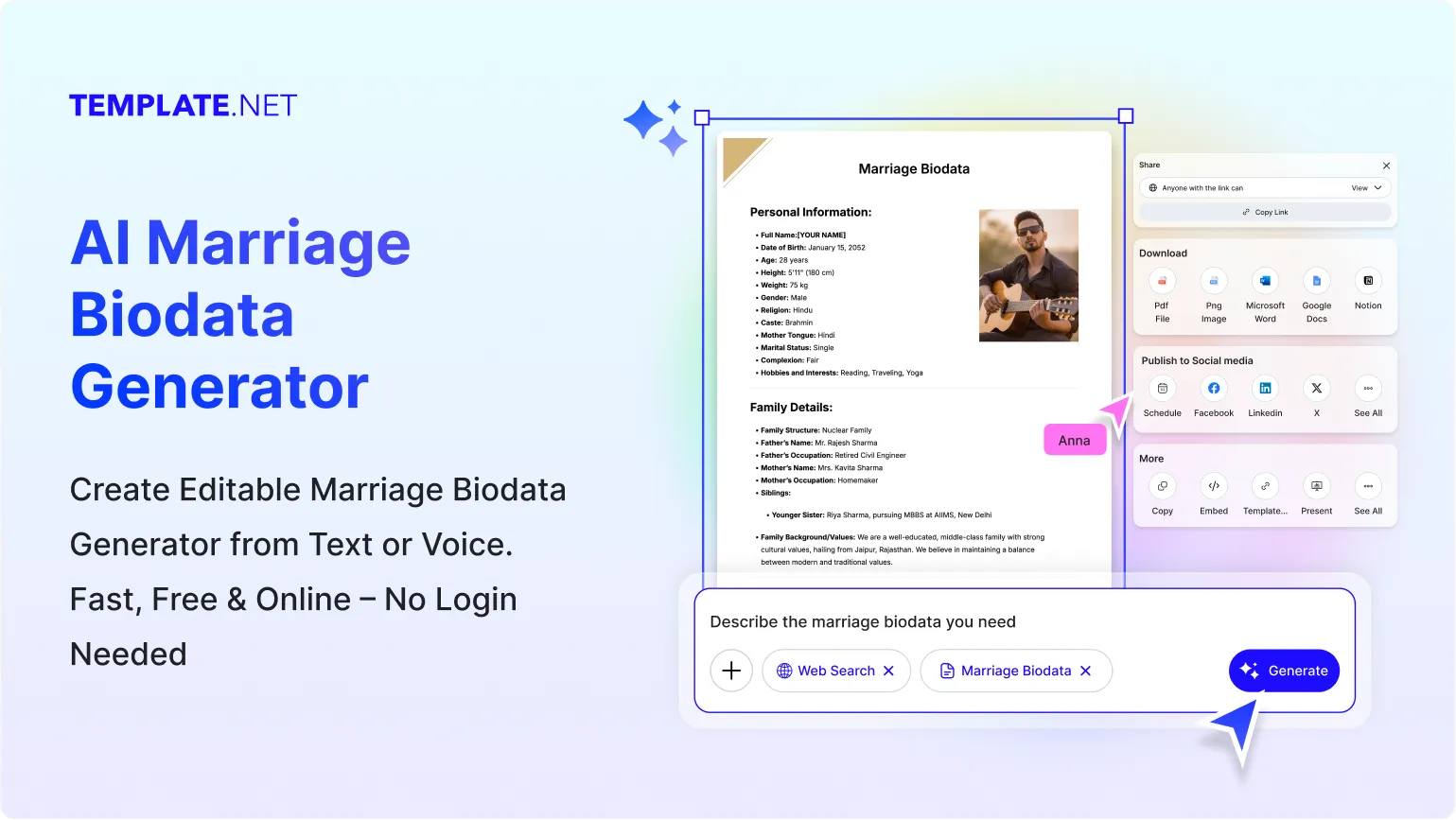 Free AI Marriage Biodata Generator, Elegant Matrimonial Profiles Maker Online
